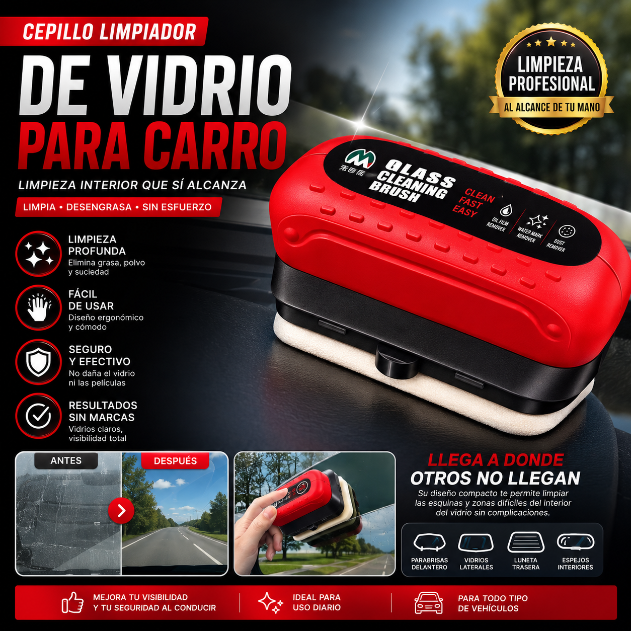 Cepillo Limpiador De Vidrio Carro