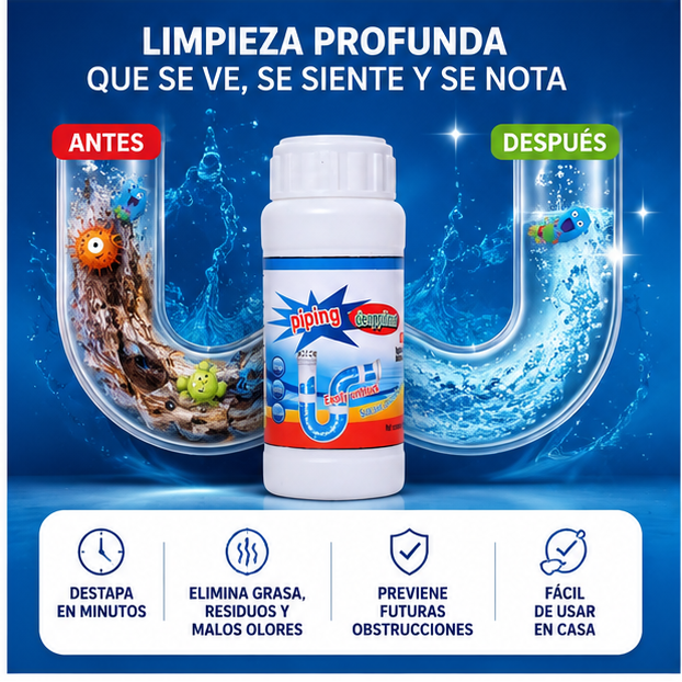 LimpiezaPerfecta™ | Limpia Tuberias Destapacaños En Polvo
