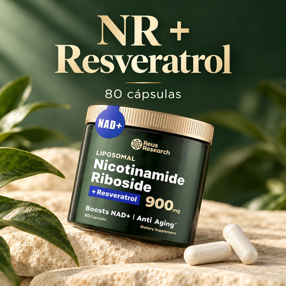 Reus Research NR + Resveratrol | 80 cápsulas