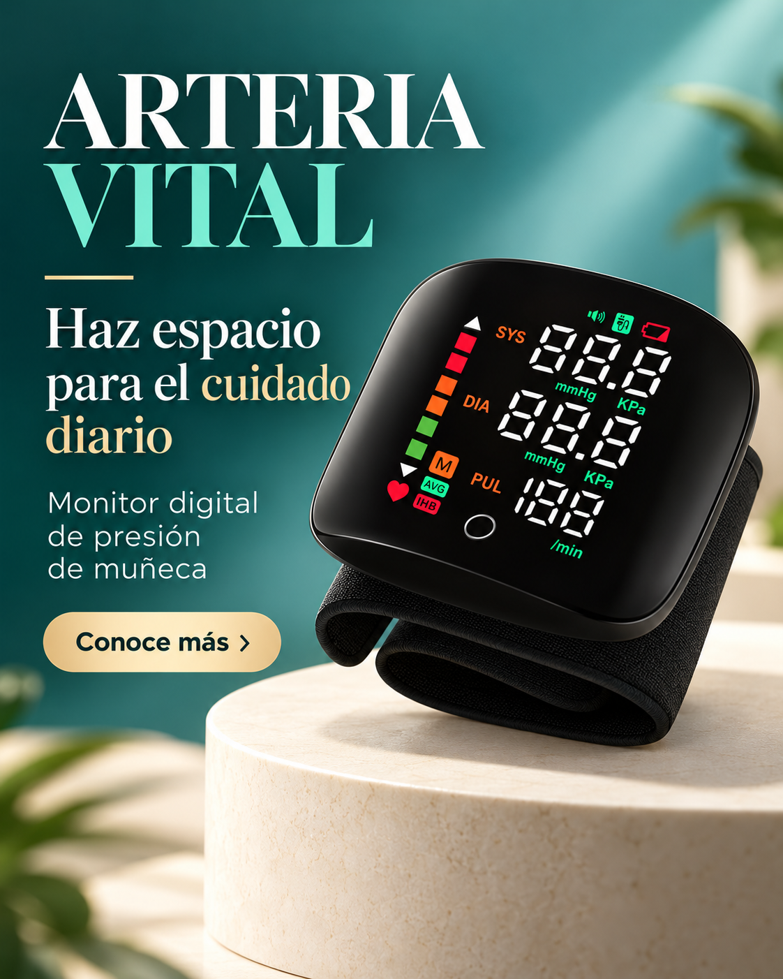 Arteria Vital ™ | Monitor Digital de Presión de Muñeca.