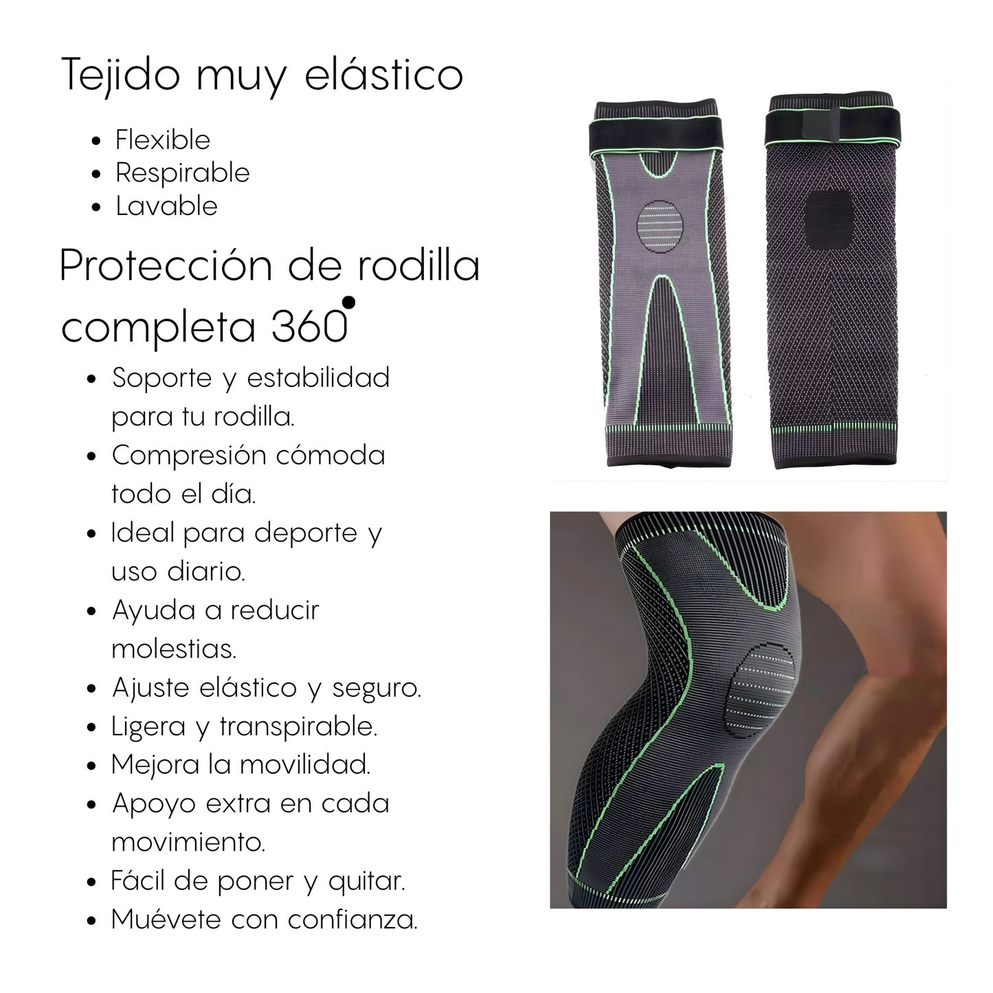 Rodillera Larga De Compresion De Rodilla