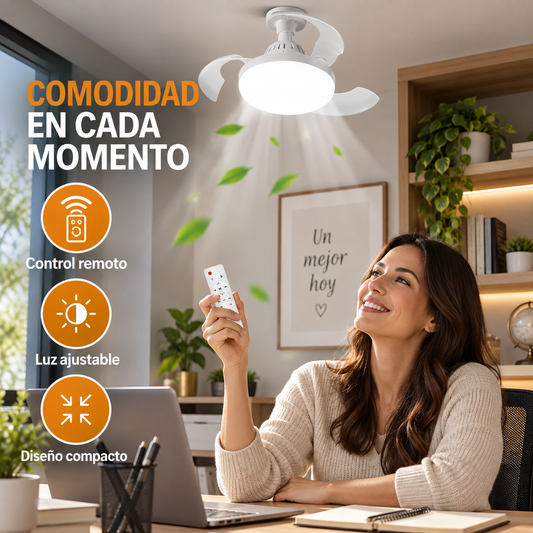 Bombillo Mágico con Ventilador LED y Control Remoto – 3 Tonos de Luz