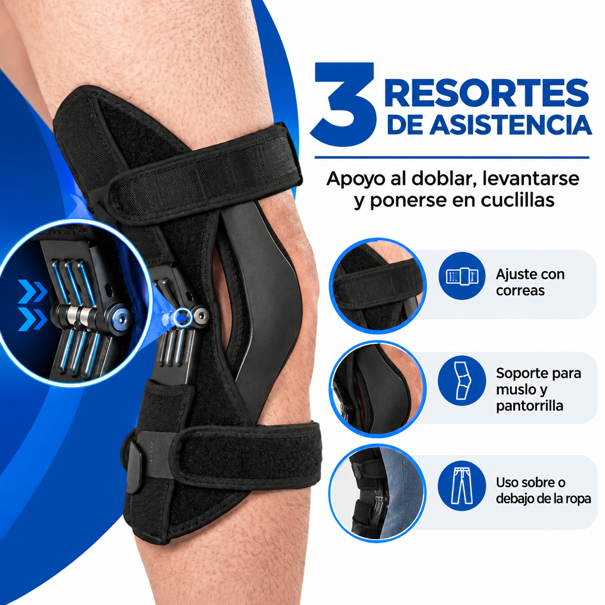Rodilleras PowerLift™ | con 3 Resortes de Asistencia
