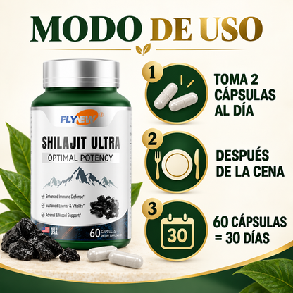 Shilajit Ultra Flynew – Energía y Vitalidad | 60 Cápsulas