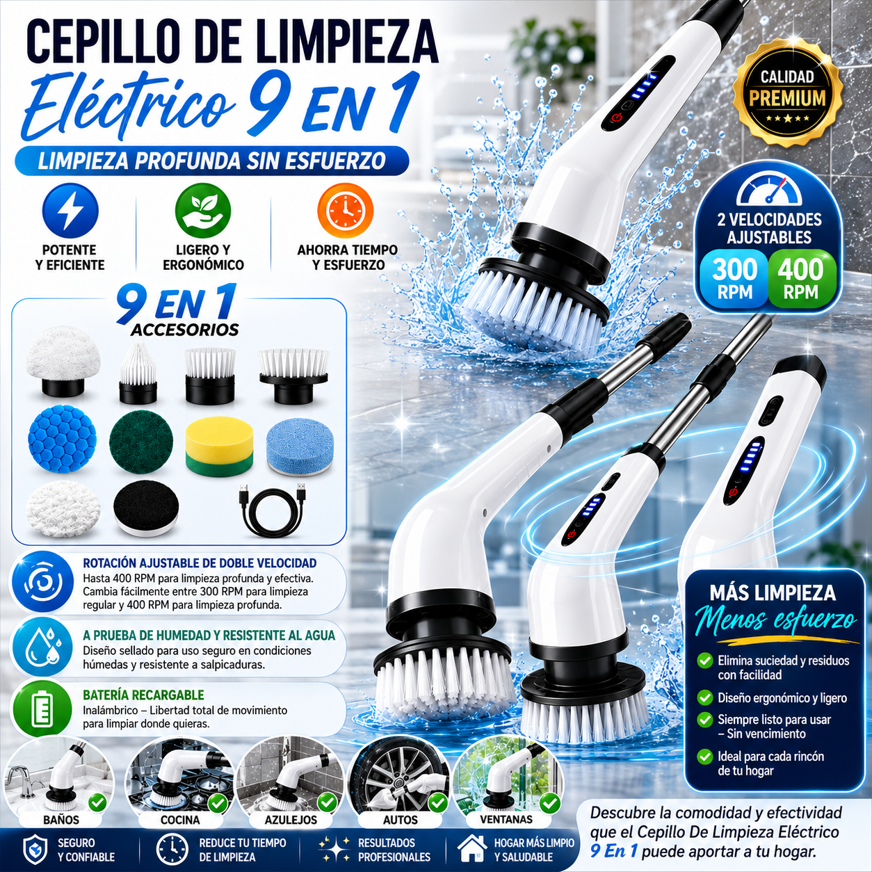 Leody Clean™  | Cepillo Limpiador Electrico 9 En 1