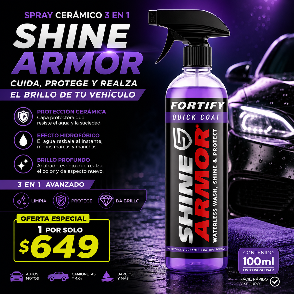 SHINE ARMOR | Spray De Revestimiento Ceramico Carro