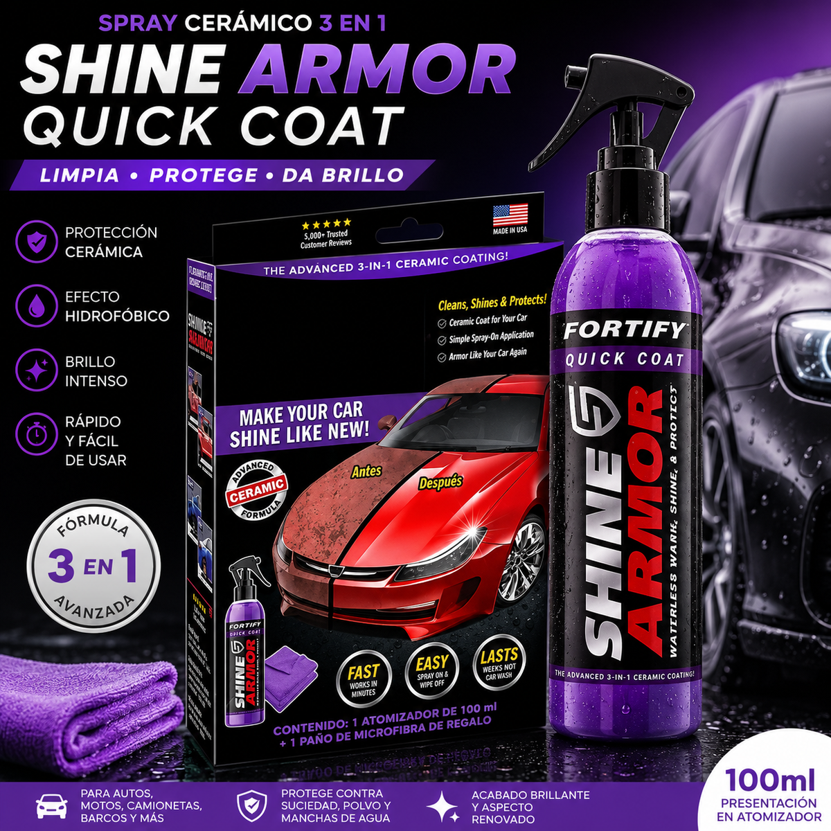SHINE ARMOR | Spray De Revestimiento Ceramico Carro