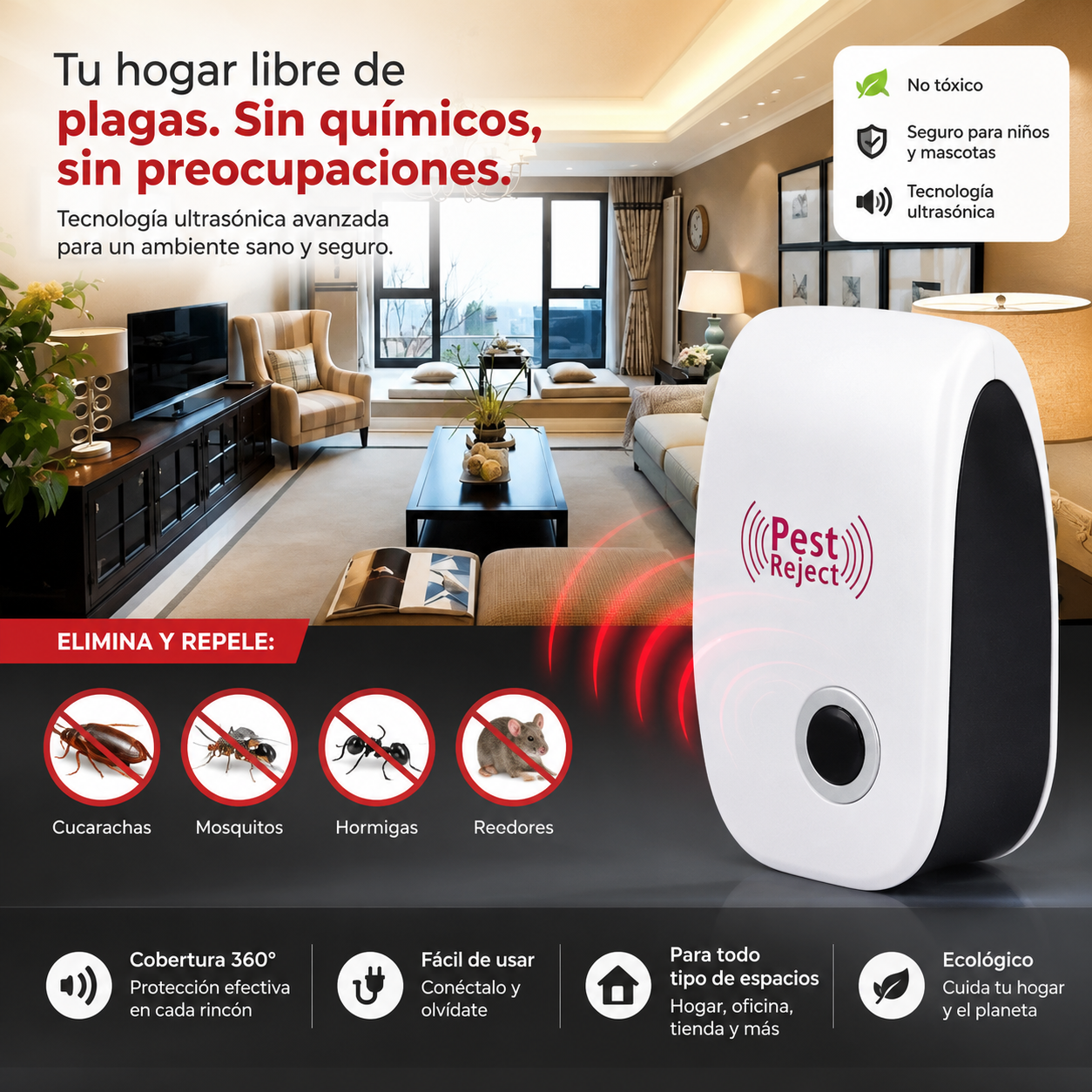 Repelente Ultrasonico De Plagas Potente