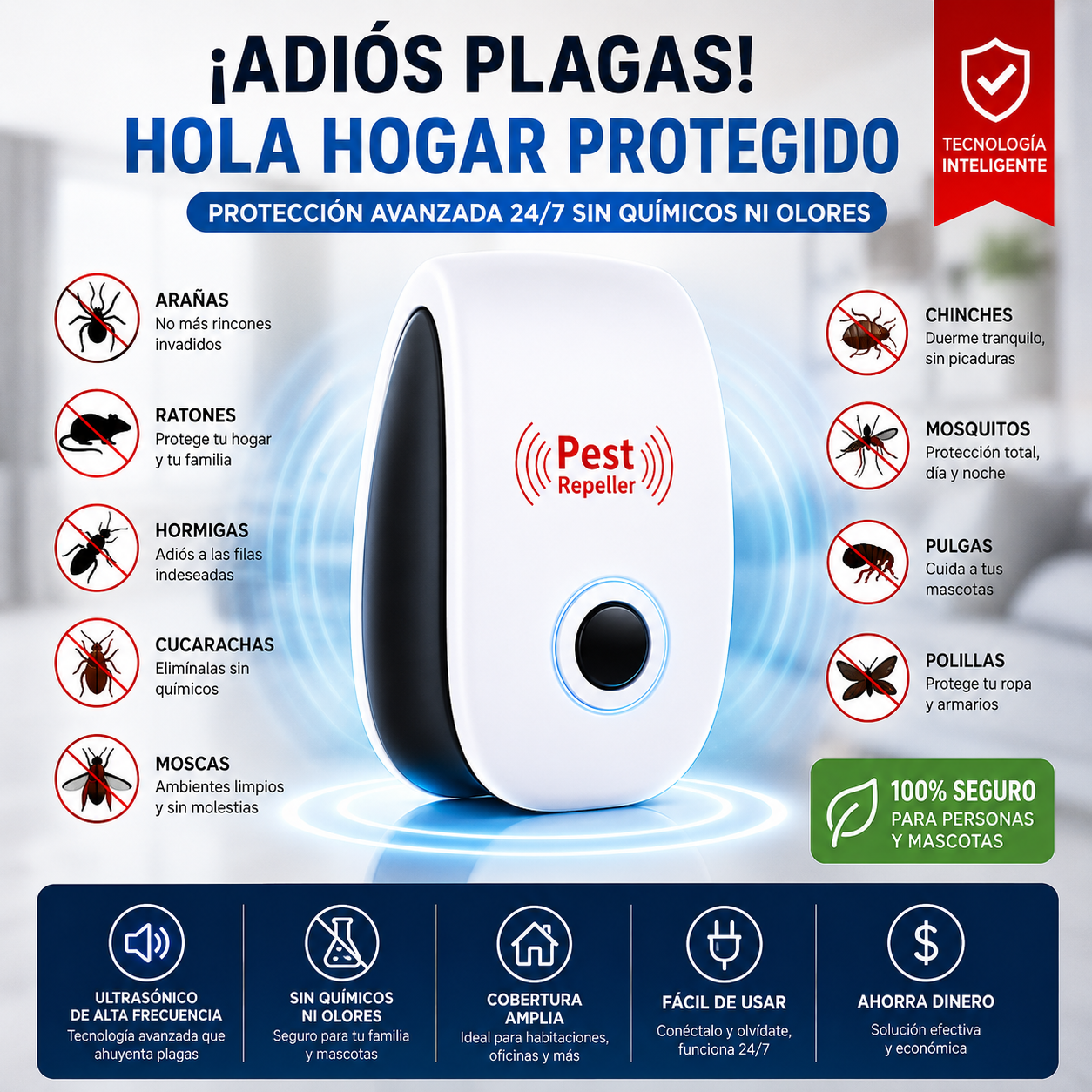 Repelente Ultrasonico De Plagas Potente
