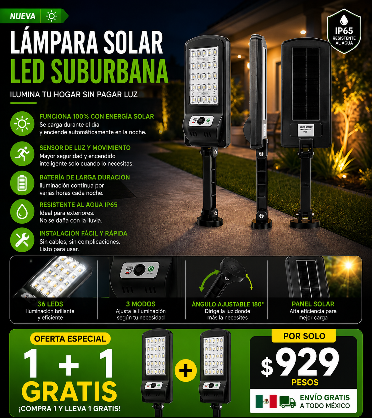 Lampara Solar Led Suburbana