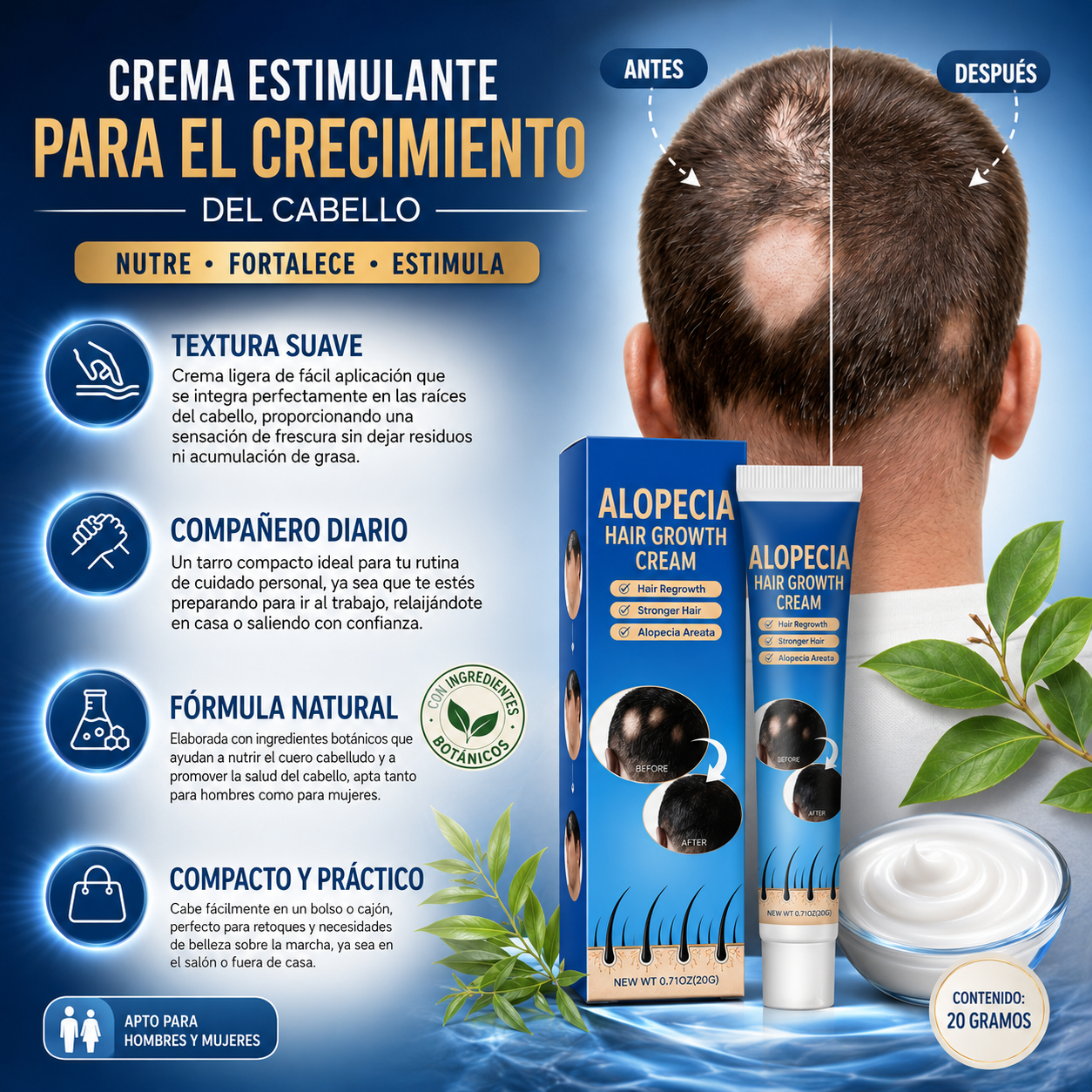 Raices Veloces™ | Alopecia Crema Para Crecimiento Capilar