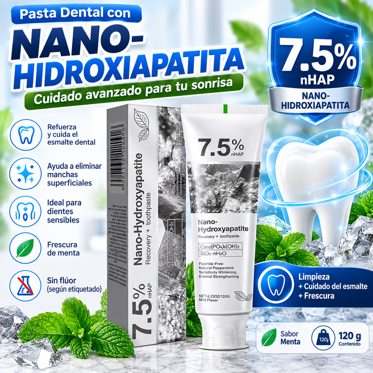 NanoWhite™ 7.5% | Pasta Dental de Hidroxiapatita