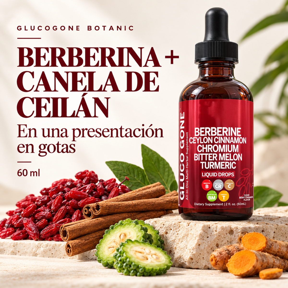 GlucoGone Botanic™ | Berberina + Canela de Ceilán